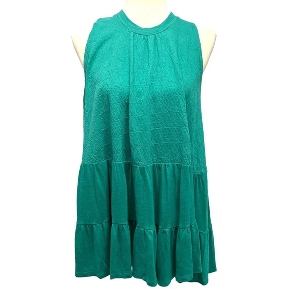 Free People Right On Time Vibrant Green Tiered Tunic Top Womens Small - Picture 7 of 15
